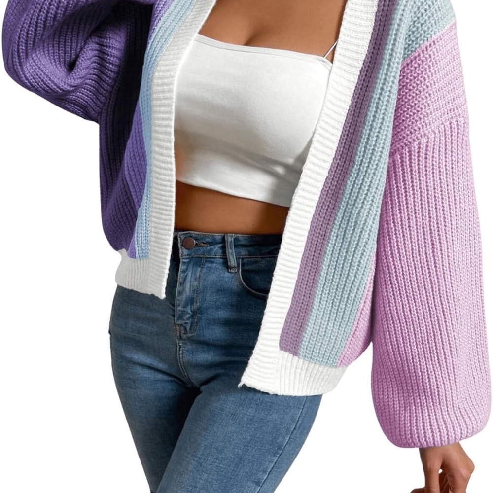 Purple knit cropped cardigan
